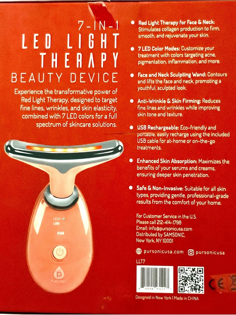 Pursonic Coral LED Facial Sculpting Wand - Face & Neck Therapy